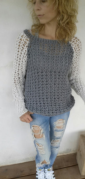 PDF-file for Crochet PATTERN, Valentina Pullover, Sweater