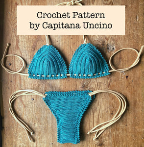 PDF-file for crochet pattern, Sirene crochet bikini top and brazilian bottom