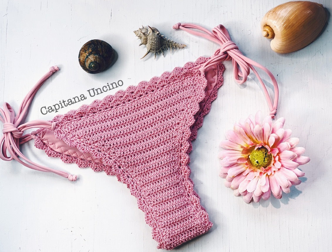 PDF-file for Crochet PATTERN, Marina Crochet Bikini Brazilian Bottom with  side ties, Sizes XS, S, M, L, XL
