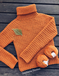 PDF-file for Crochet PATTERN, Elsa Polo-neck Sweater