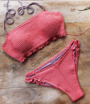 PDF-file for Crochet PATTERN, Liliana Bandeau Top and Cheeky Bottom, Bikini Set