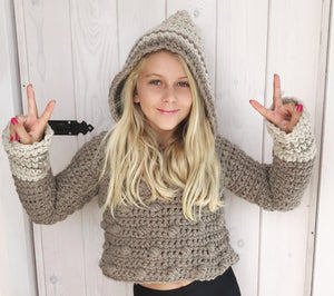 PDF-file for Crochet PATTERN, Bobble hoodie, sweater