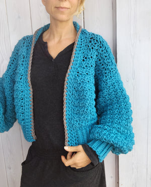 PDF-file for Crochet PATTERN, Elsa Cardigan, 3 different Sizes