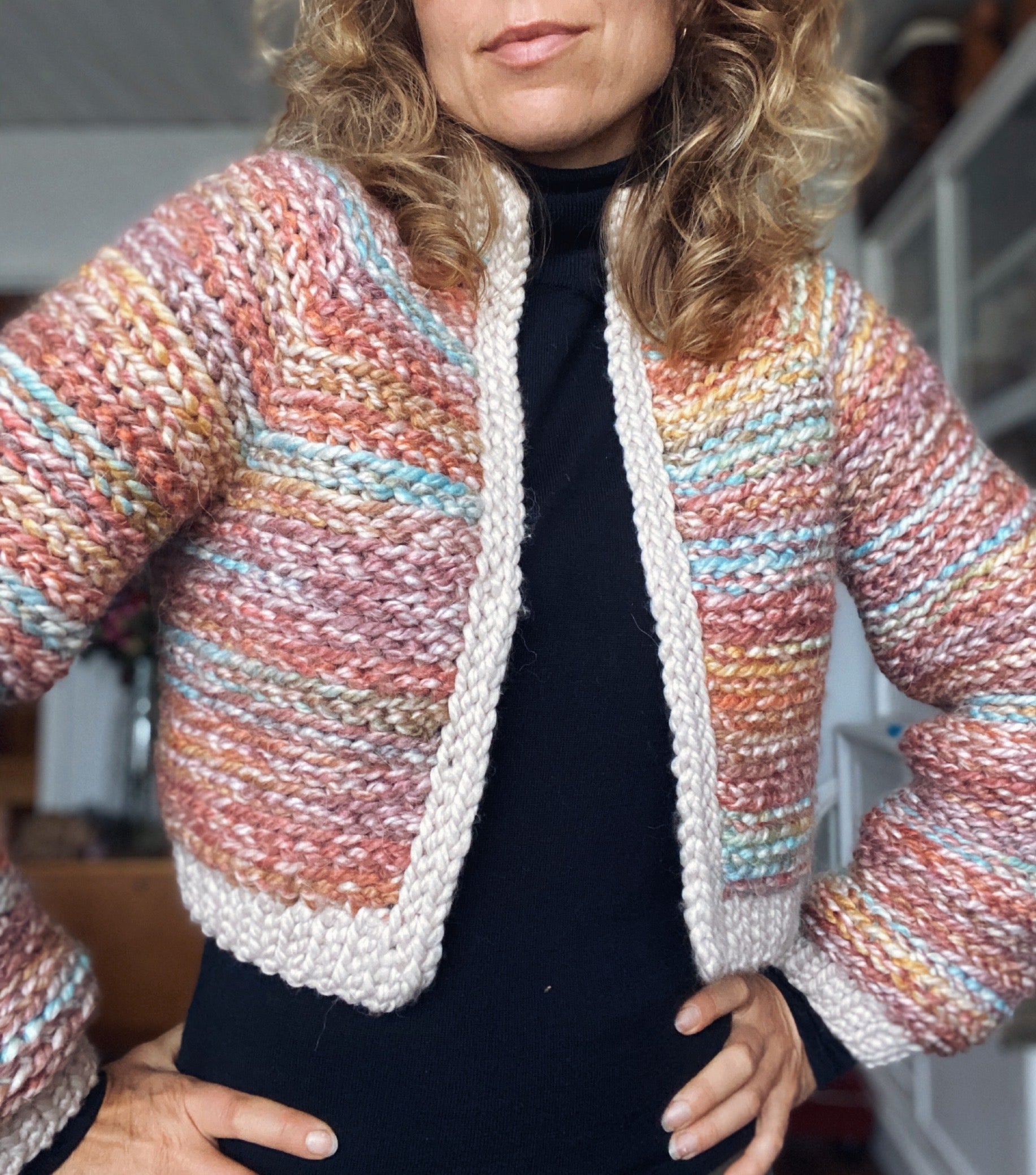 PDF-file for Crochet PATTERN, Naava Jacket, 2 versions, with or without ribbings, sizes XS-XXL