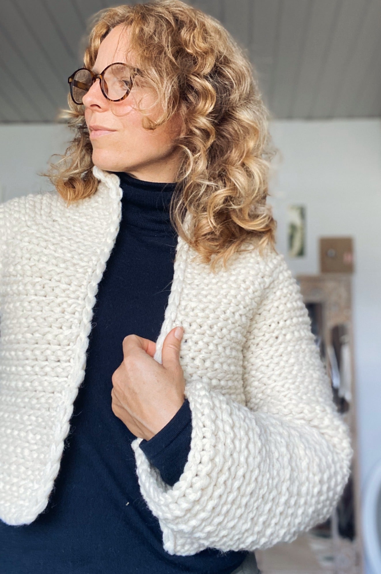 PDF-file for Crochet PATTERN, Naava Jacket, 2 versions, with or without ribbings, sizes XS-XXL