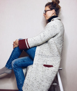 Pdf-file for Crochet PATTERN, Hilla long Jacket