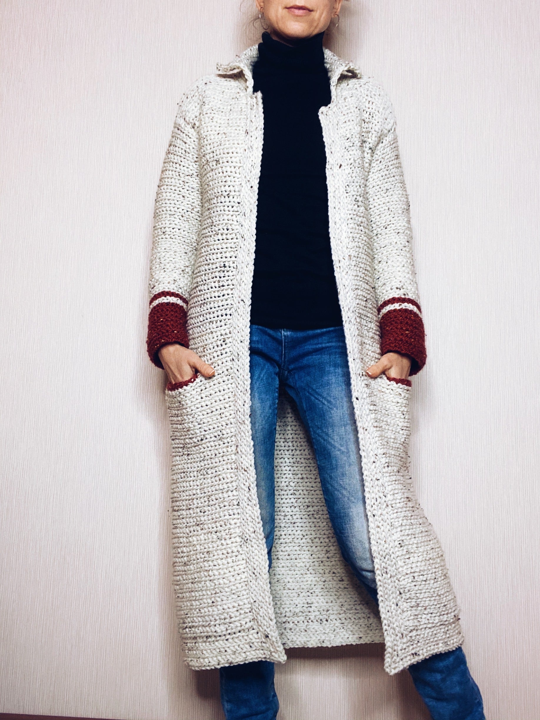 Pdf-file for Crochet PATTERN, Hilla long Jacket