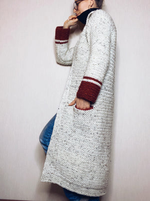 Pdf-file for Crochet PATTERN, Hilla long Jacket