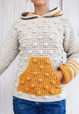 PDF-file for Crochet PATTERN, Bobble hoodie, sweater