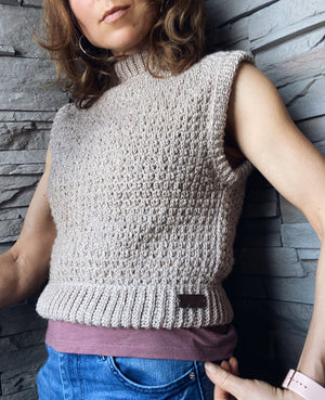 PDF-file for Crochet PATTERN, Saaga Slipover, vest, sizes XS-XXL, 6 sizes