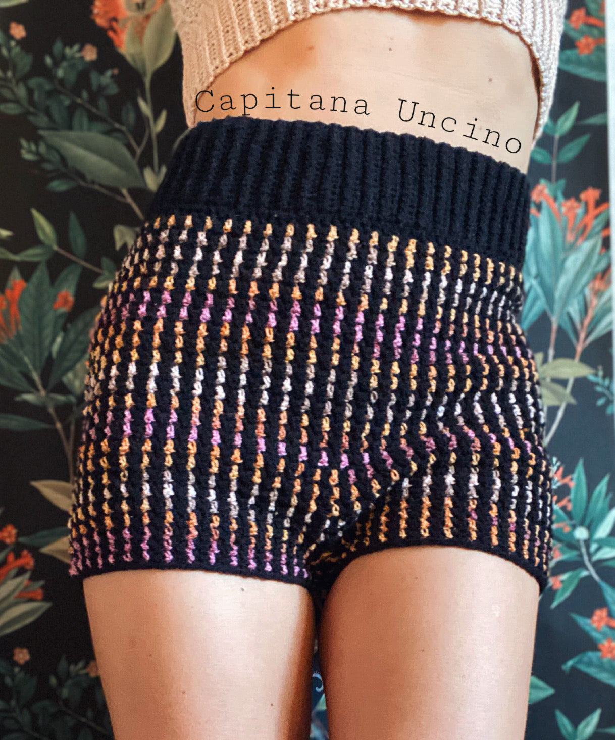 PDF-file for Crochet PATTERN, Lady Midnight Highwaist Shorts, Sizes XS-XXL